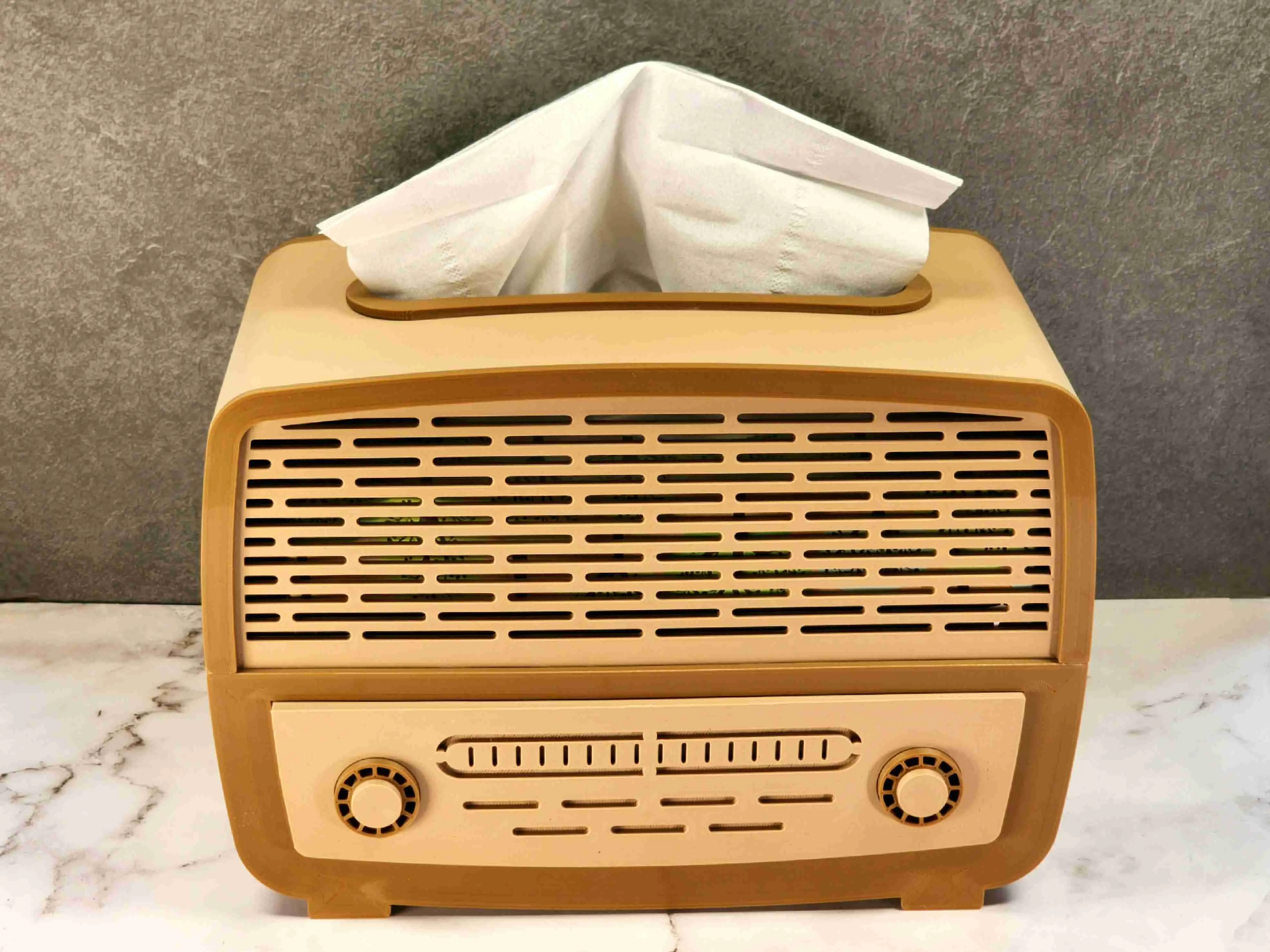 Vintage Radio Tissue Dispenser with Storage Compartment