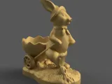 Easter Bunny with Cart 3D Model – STL File for Decoration-5