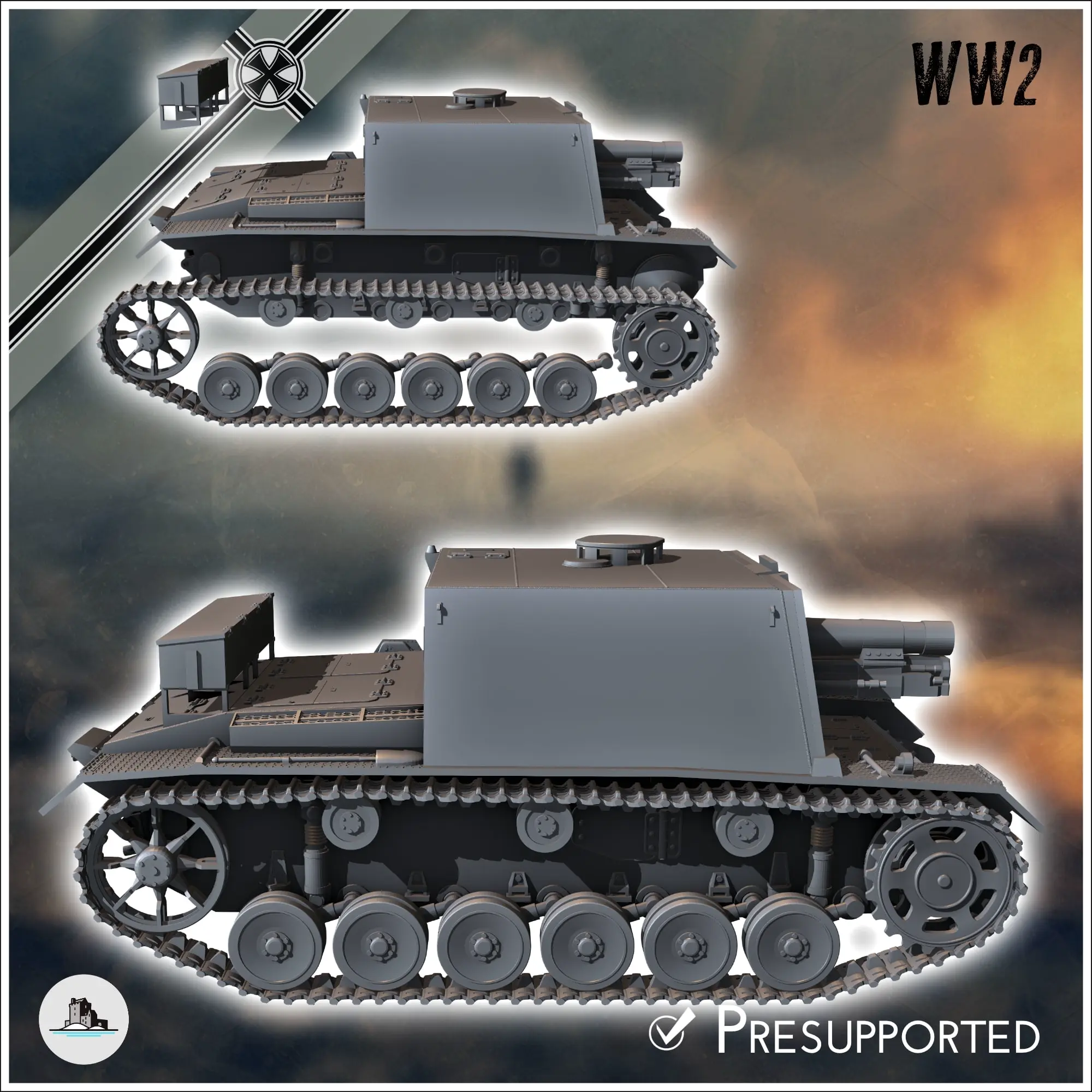 Sturm-Infanteriegeschutz 33B StuiG-33B - WW2 miniatures armo