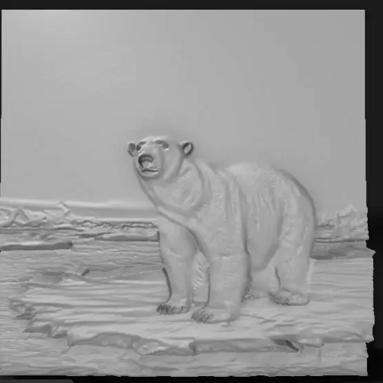 urs polar, lone polar bear on Arctic ice floe under pale sky
