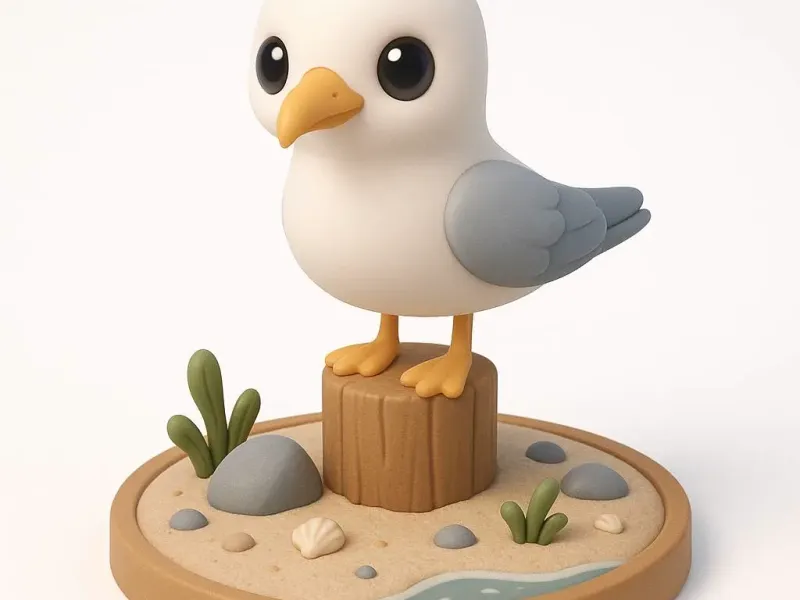 Cute Chibi Seagull Diorama