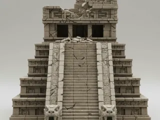 Twin Serpent Temple – Ancient Pyramid Ruins Diorama