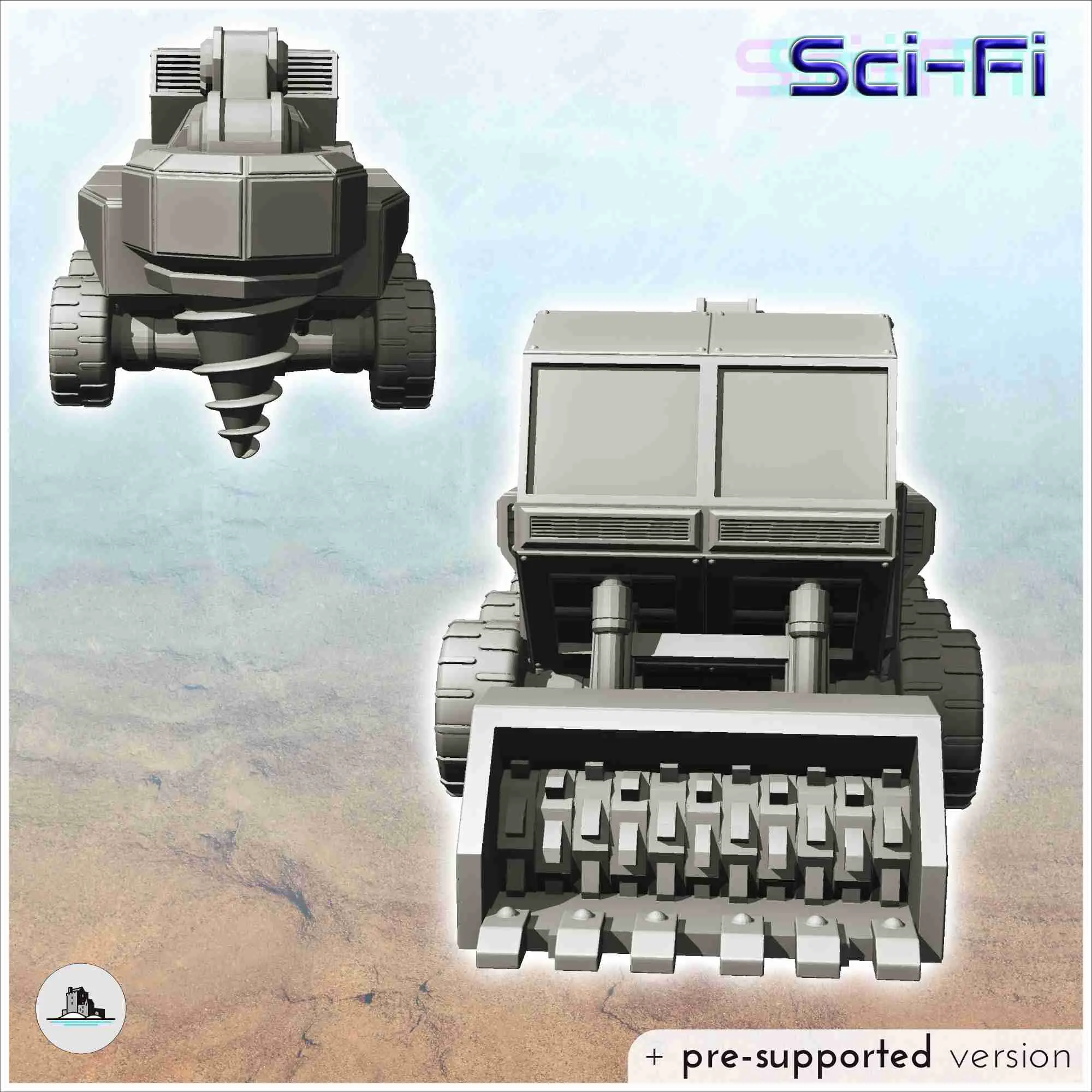 Camión minero futurista con pala y taladro (2) - miniatur