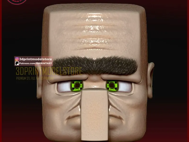 Minecraft Movie Villager Helmet Head Cosplay Mask Halloween