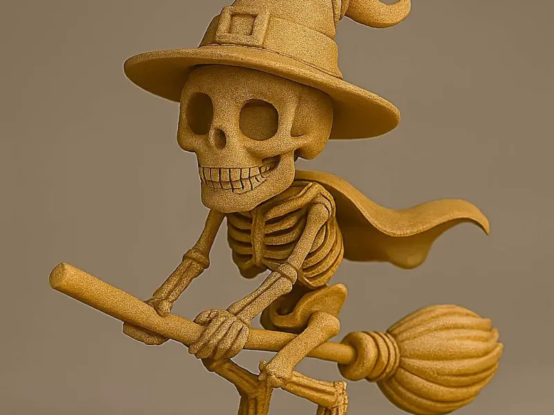 cool esqueleton fly on a broom 3d printable figure