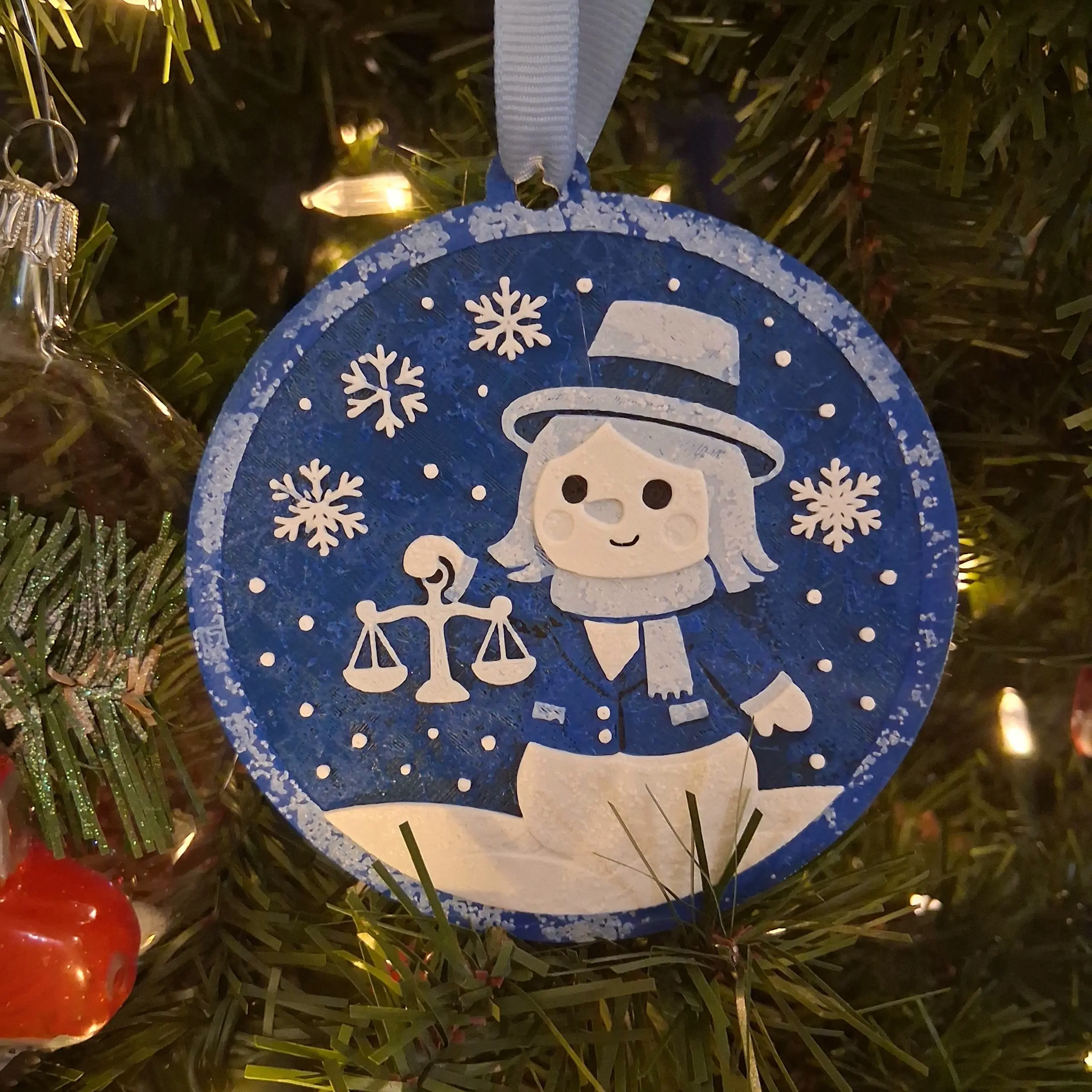 Snowy Scales of Justice (Hueforge) Ornament