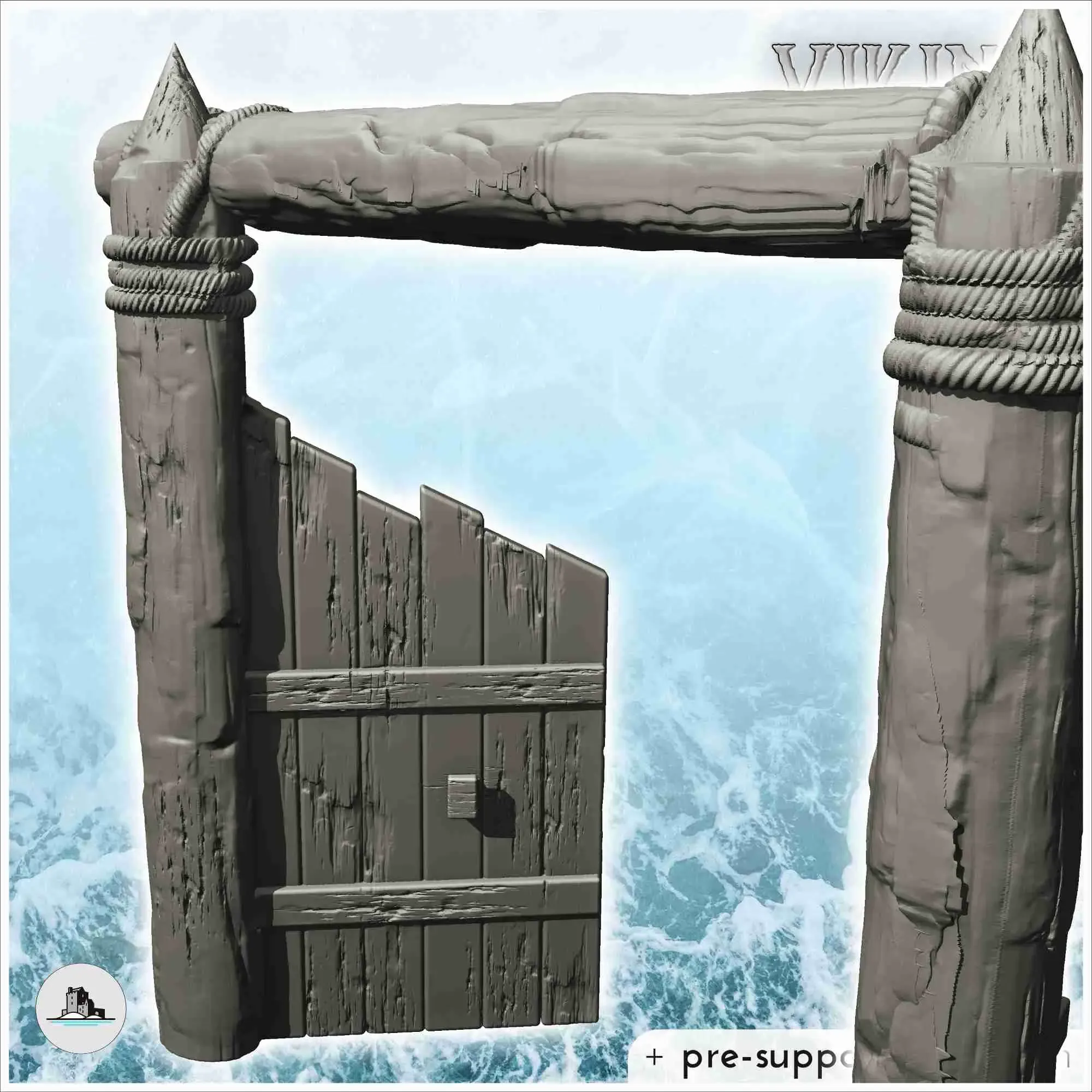 Wooden fortification set with gate and barricade (2) - scene