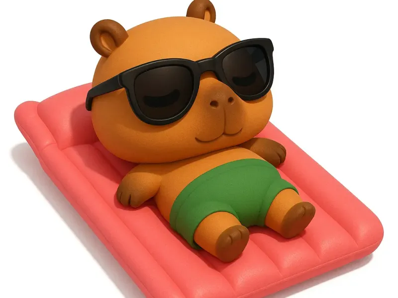 Capibara chill tomando sol