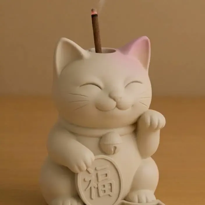 Gato de la suerte porta sahumerio