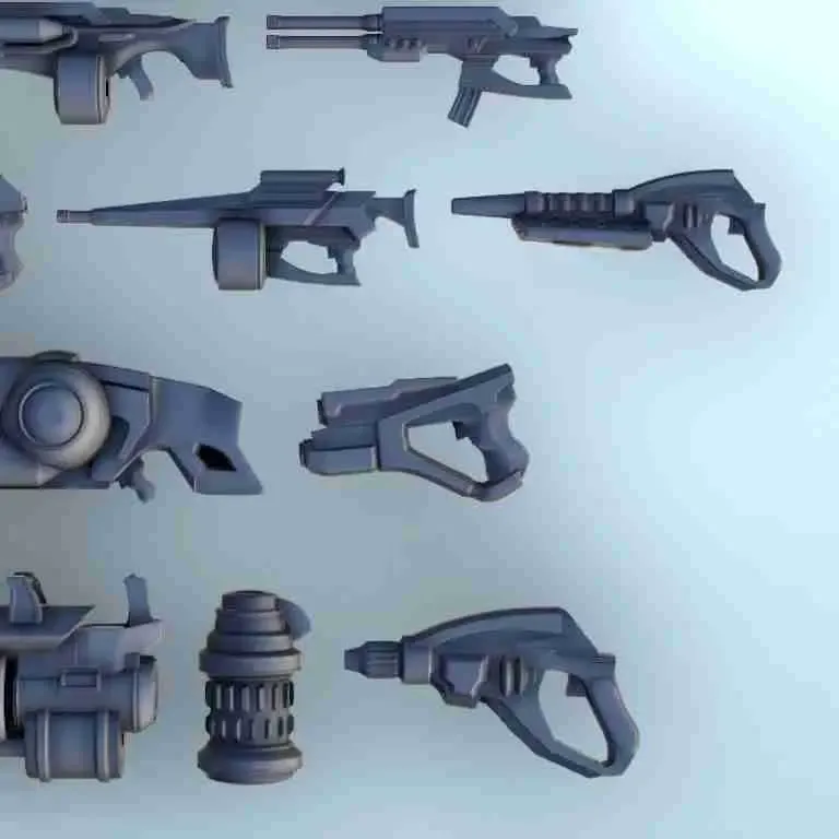 Set of Sci-Fi weapons (5) - miniatures scenery game figure