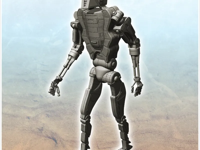 Humanoid futuristic robot with hydraulic pistons (2) - minia