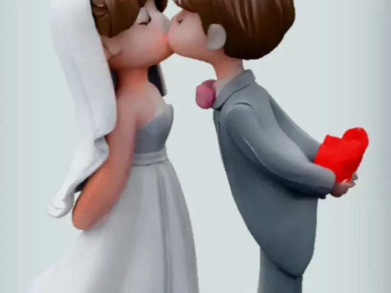 Wedding Couple Kissing 