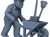 Man Pushing Wheelbarrow Low Poly-6