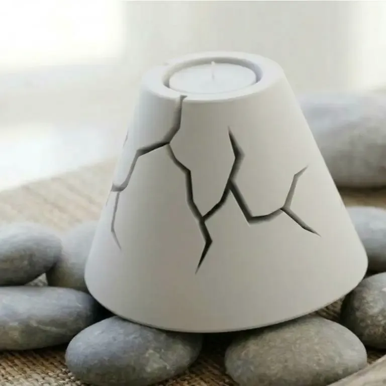 Zen Volcano - Geometric Cracked Tealight Holder