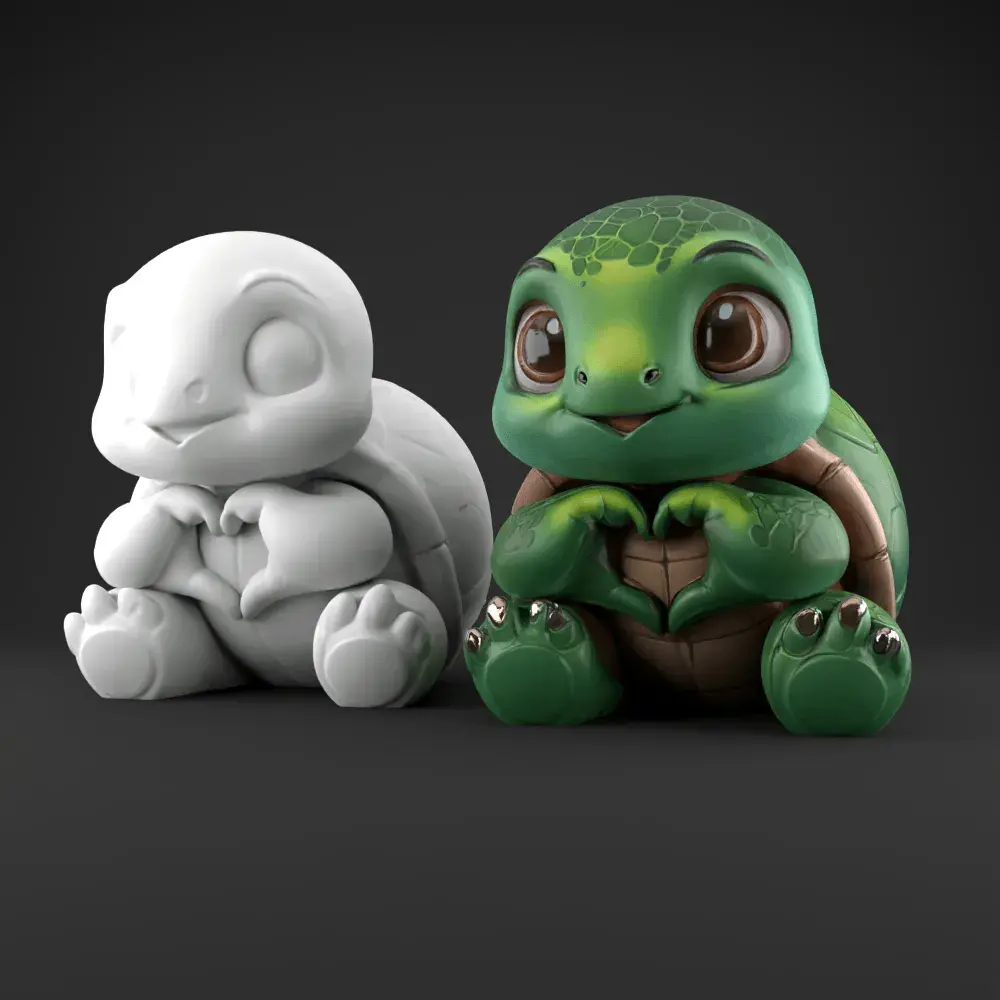 Cute Loved Turtle 3D Model – Heart Hands STL for Decoration