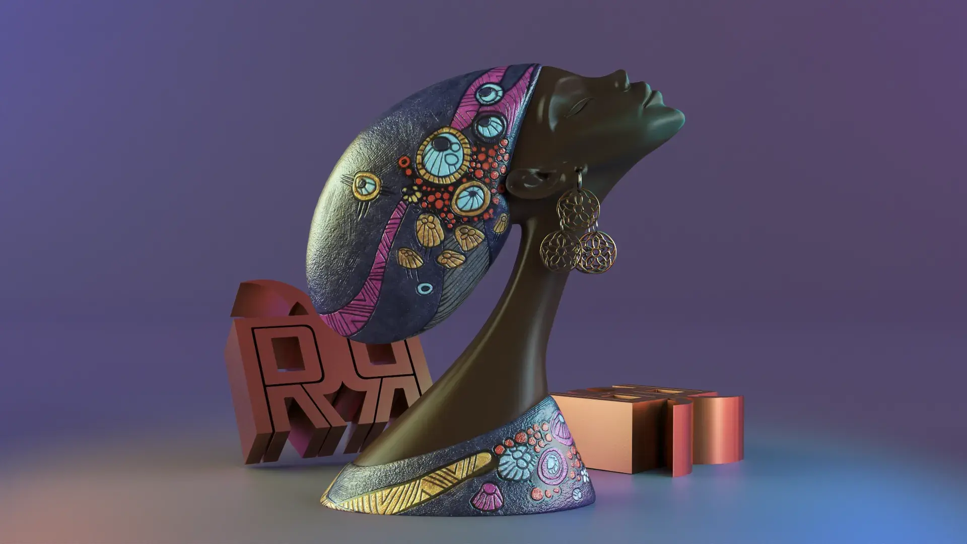 African girl Sculpture decor