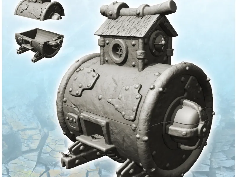 Casa steampunk em forma de cuba com janela de história (5) - minia