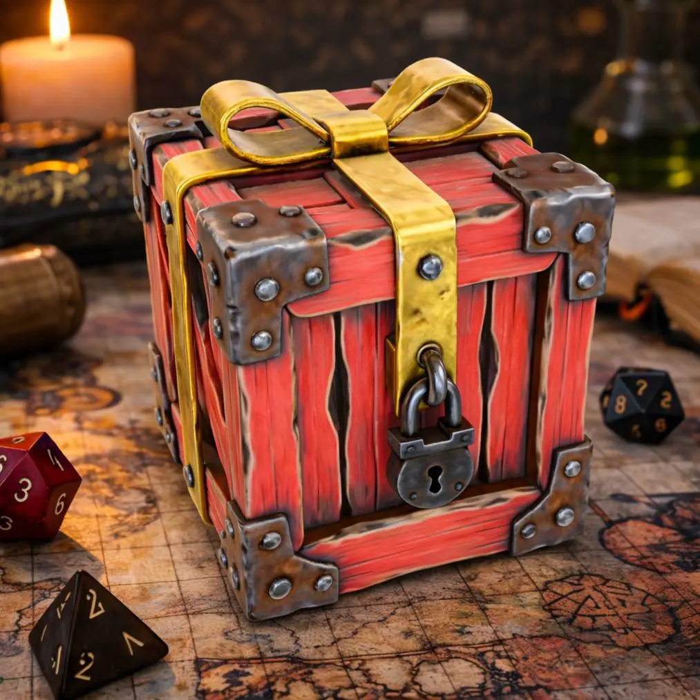 A heavy reinforced gift crate D&D tabletop miniature