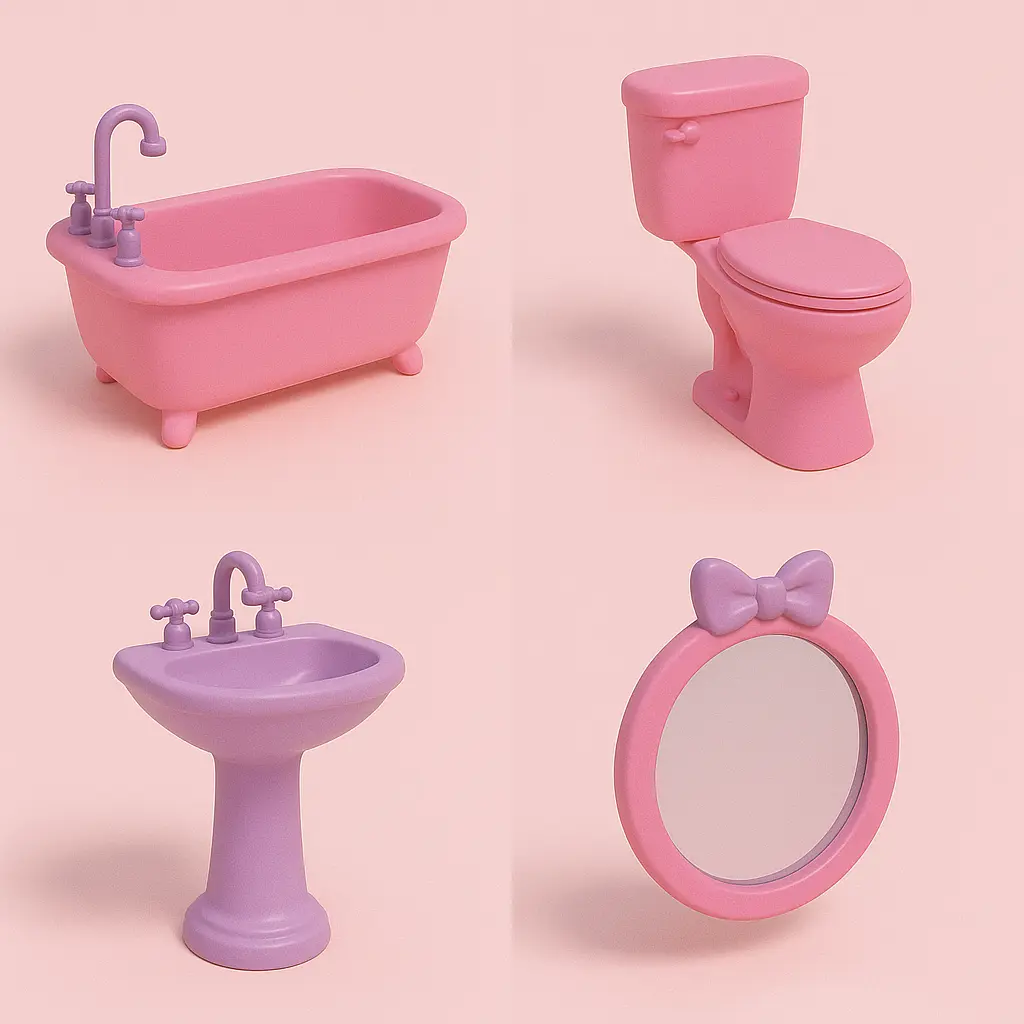 Barbie and Doll House Series - Bathroom Set/Accessories