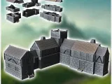 Large medieval building with stone base and wooden corner (3-0
