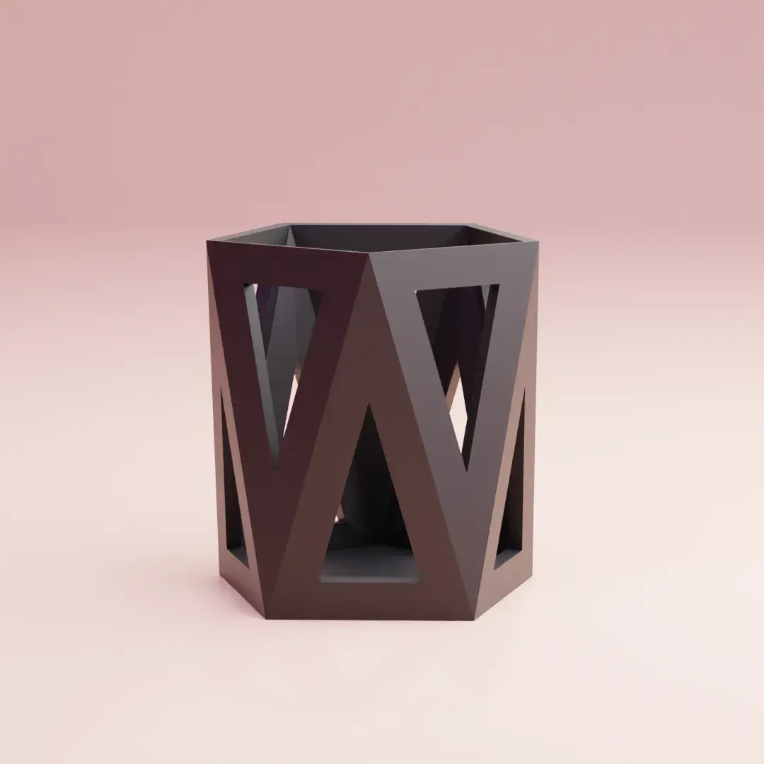 Icosahedron Pencil Holder Geometric Desk Organizer
