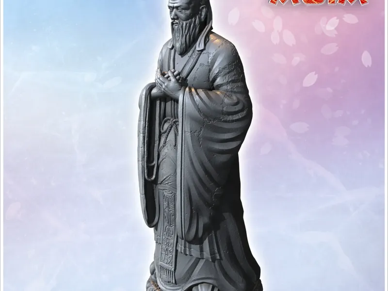 Große stehende asiatische Statue des Konfuzius (9) - Miniaturen wa