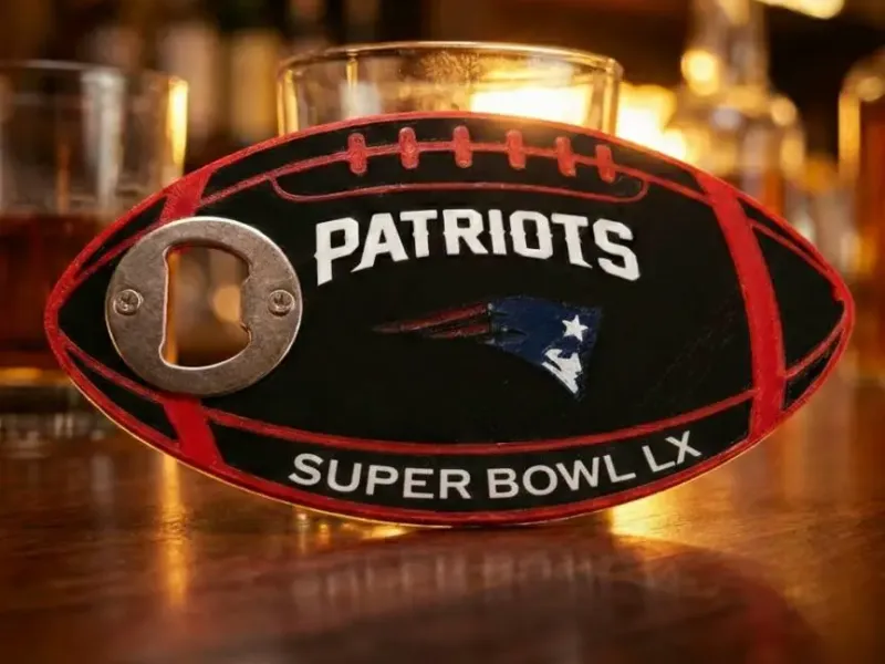 Combo de Festa do Super Bowl dos Patriots: Abridor de Garrafa e Porta-Copos