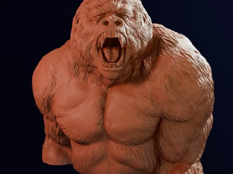 Furious gorilla bust 3D print model