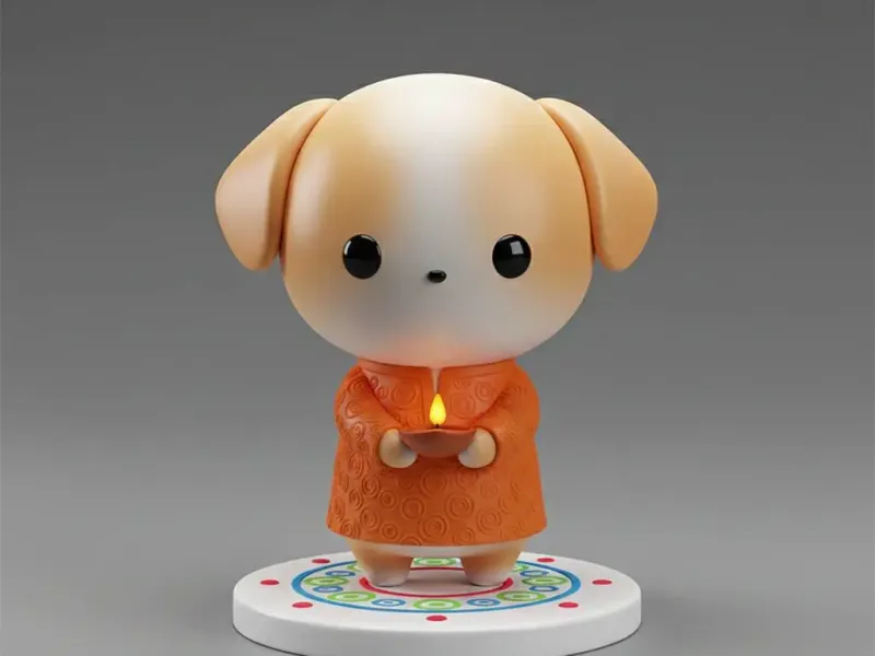 Chibi Cute Puppy Diwali Edition
