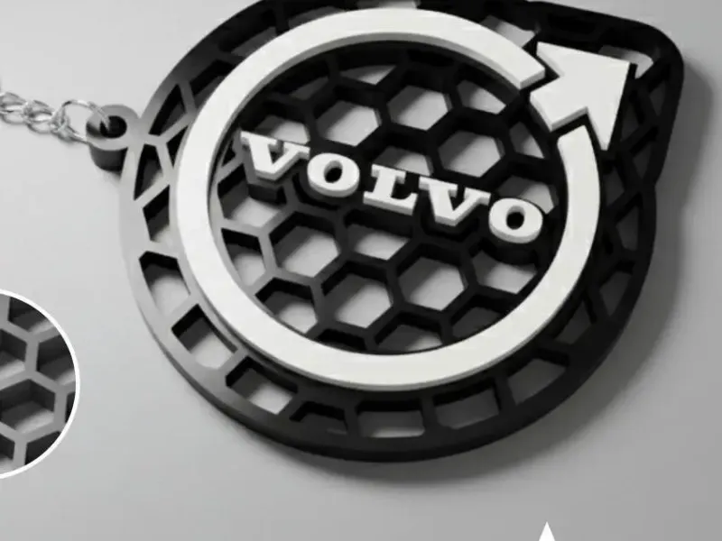 Брелок с логотипом Volvo в виде сот