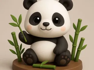 Panda bear eating leaf - Oso panda comiendo
