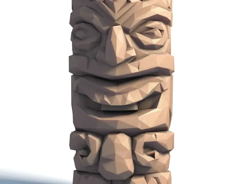 Tiki Totem – Sculpture tribale stylisée Low Poly Vol.2