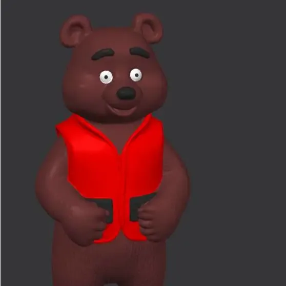 Brown Bear Red Vest