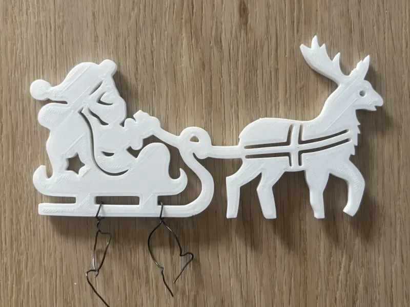 Christmas Santa with sleigh and reindeer – Hangable Ornament