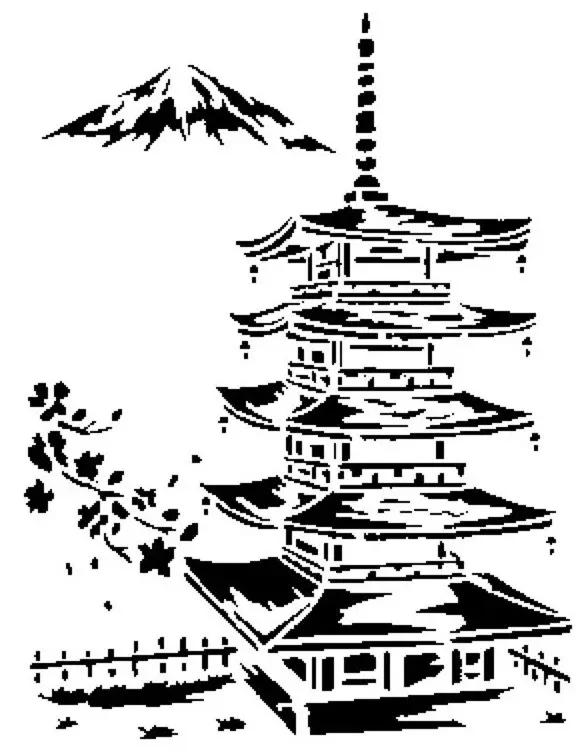Japanese pagoda stencil