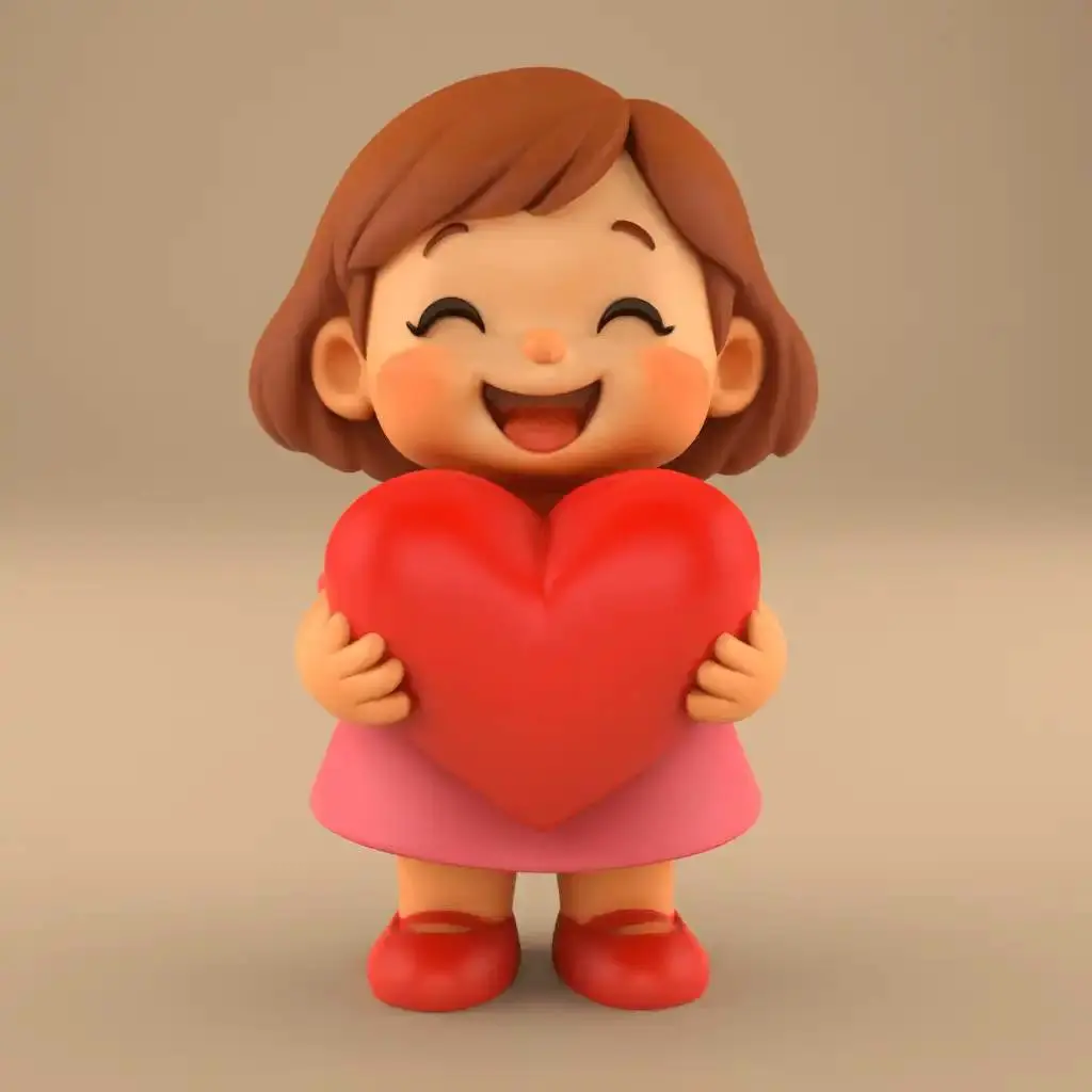 Cute Girl with Heart with 3 Bases STL Love Gift