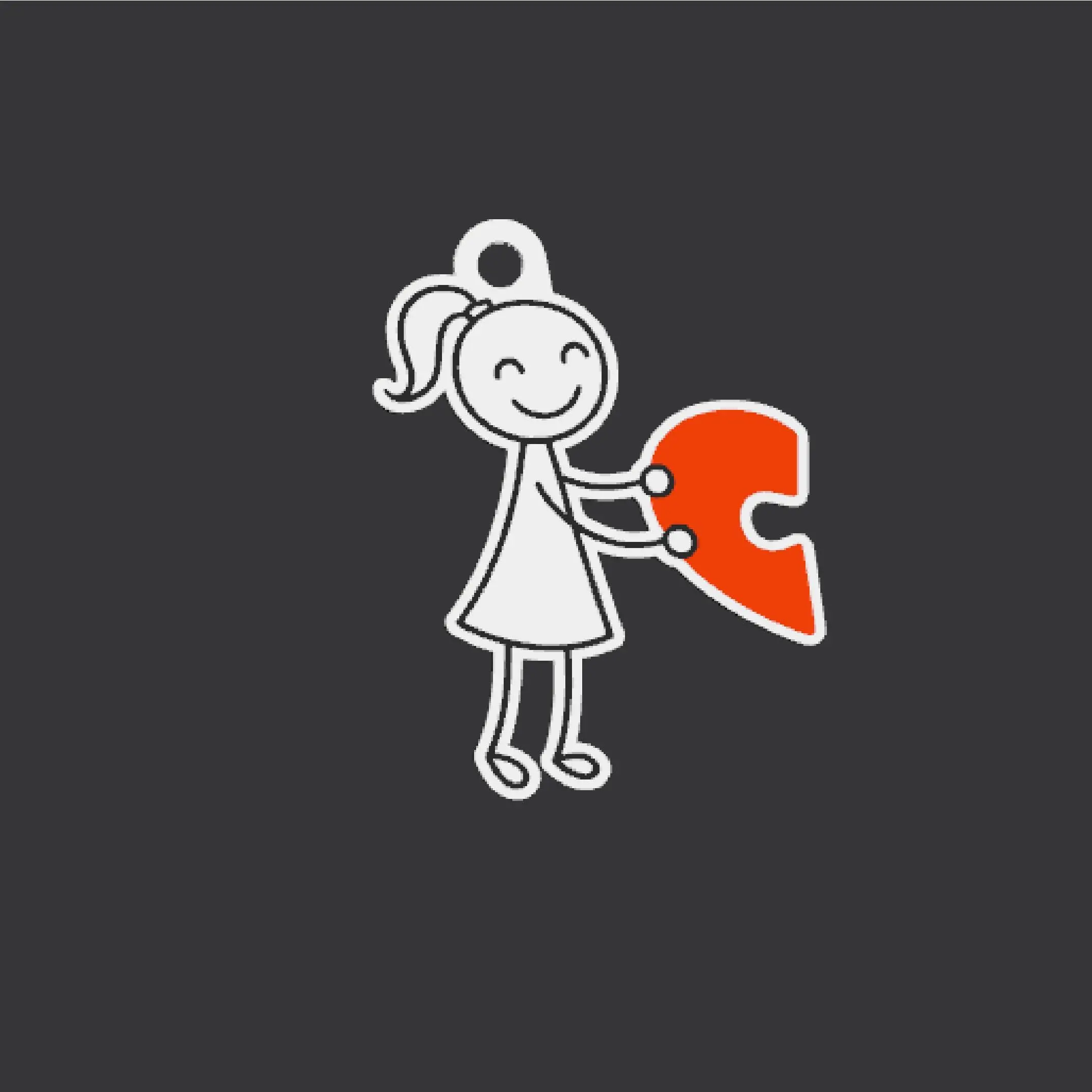 Keychain Puzzle Heart girl