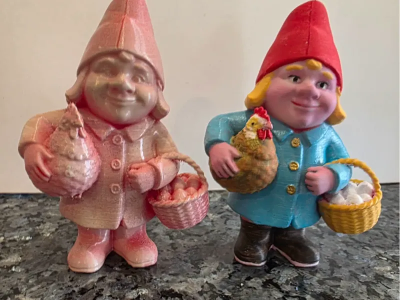 Female Gnome With Chicken and Egg Basket