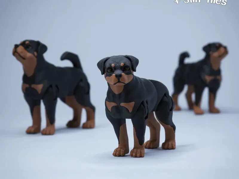 Jouet chien flexi réaliste Rottweiler - figurine de collection