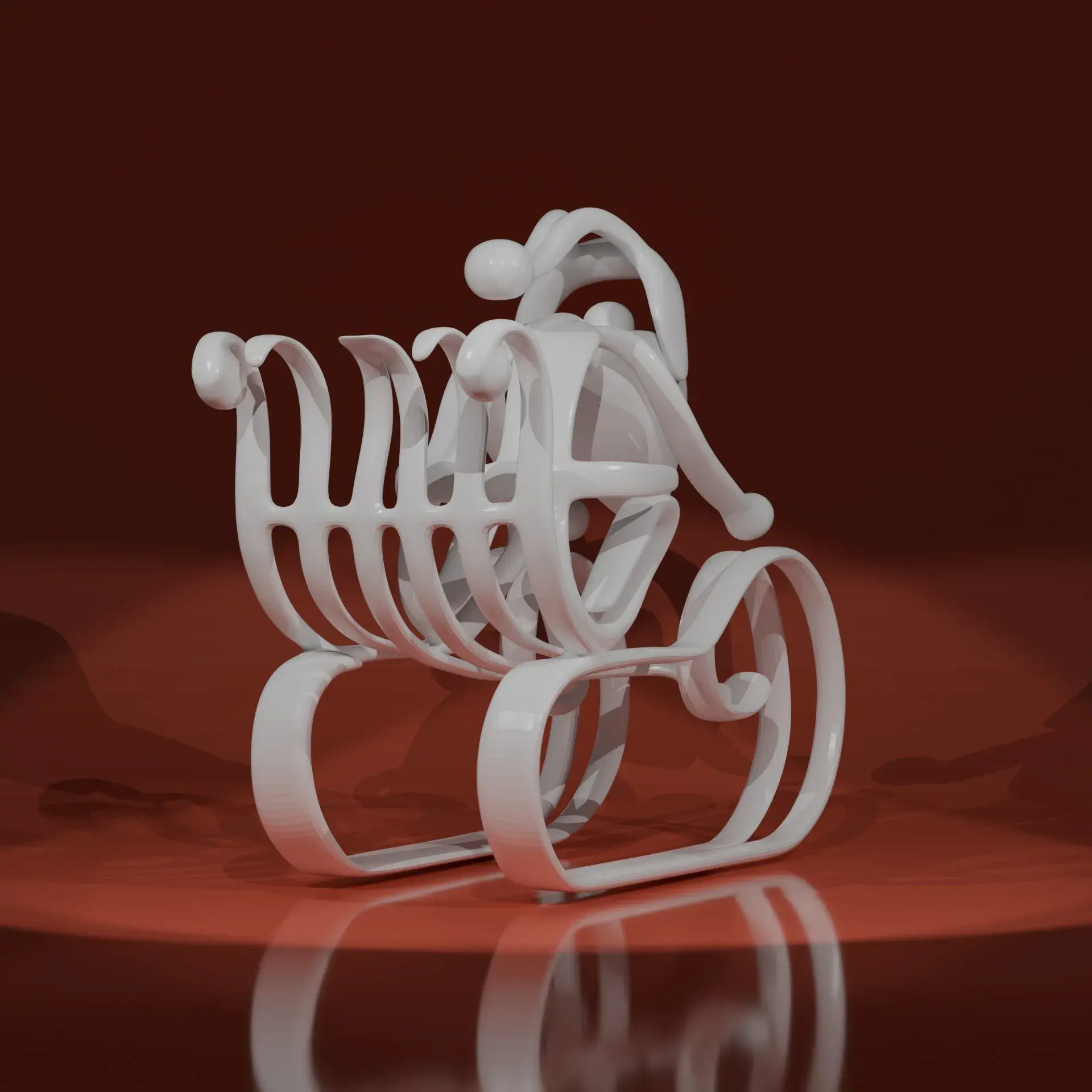 Santa Sleigh Sculpture