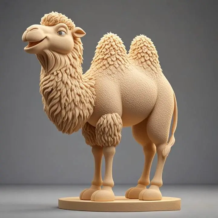 3710  Laughing Camel  3D Printed Full-Figure Statue   humor