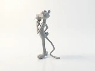 Pink Panther Thinking Pose Figurine 3D Printable