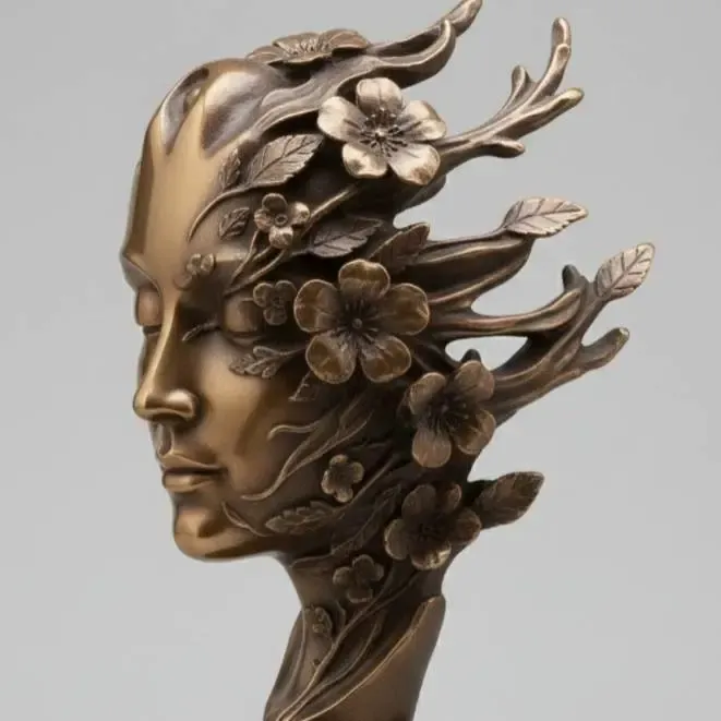 Face com flores - escultura arte e decoração