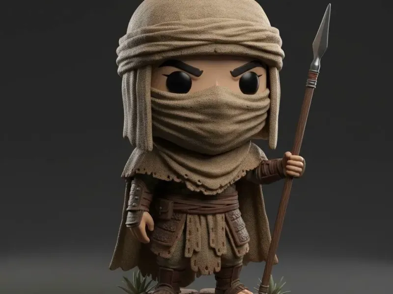 Desert Nomad Spearman  Stylized Chibi Warrior Figure
