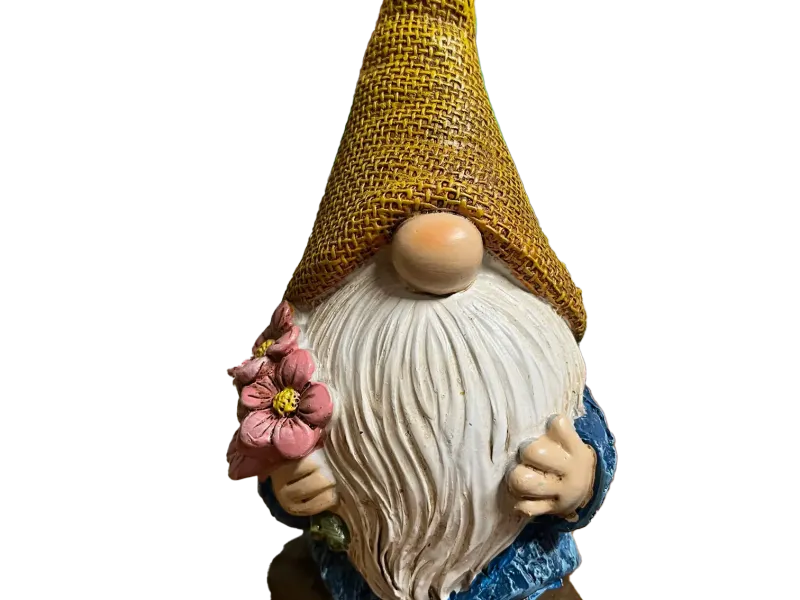 Valentine Gnome Gifting Flowers