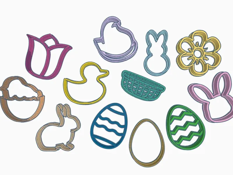 12 Easter Cookie Cutters Bundle - Eggs, peeps, chicks & more