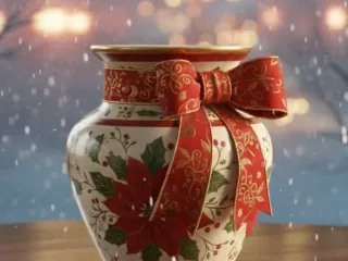 Vase with a bow.