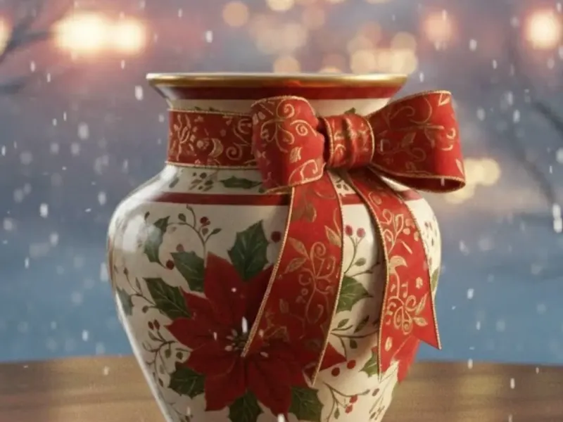 Vase with a bow.