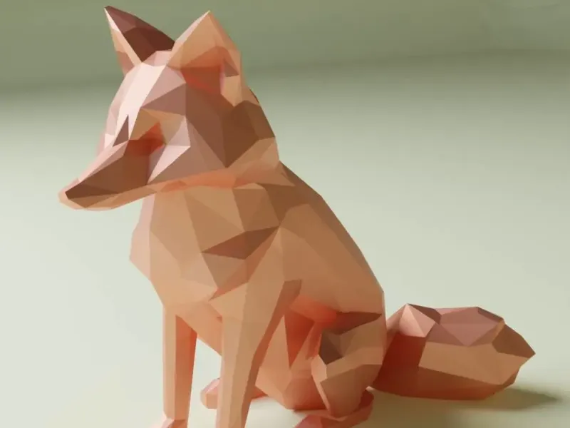 Low Poly Fox Sculpture