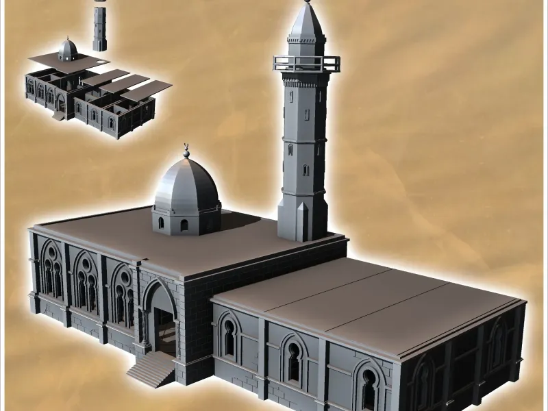 Oost-Arabische moskee met koepelvormige minaret en bijgebouw (16) - mini